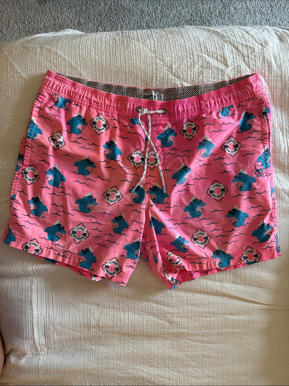 Party Dolphin Print Pink Men's Swim Trunks